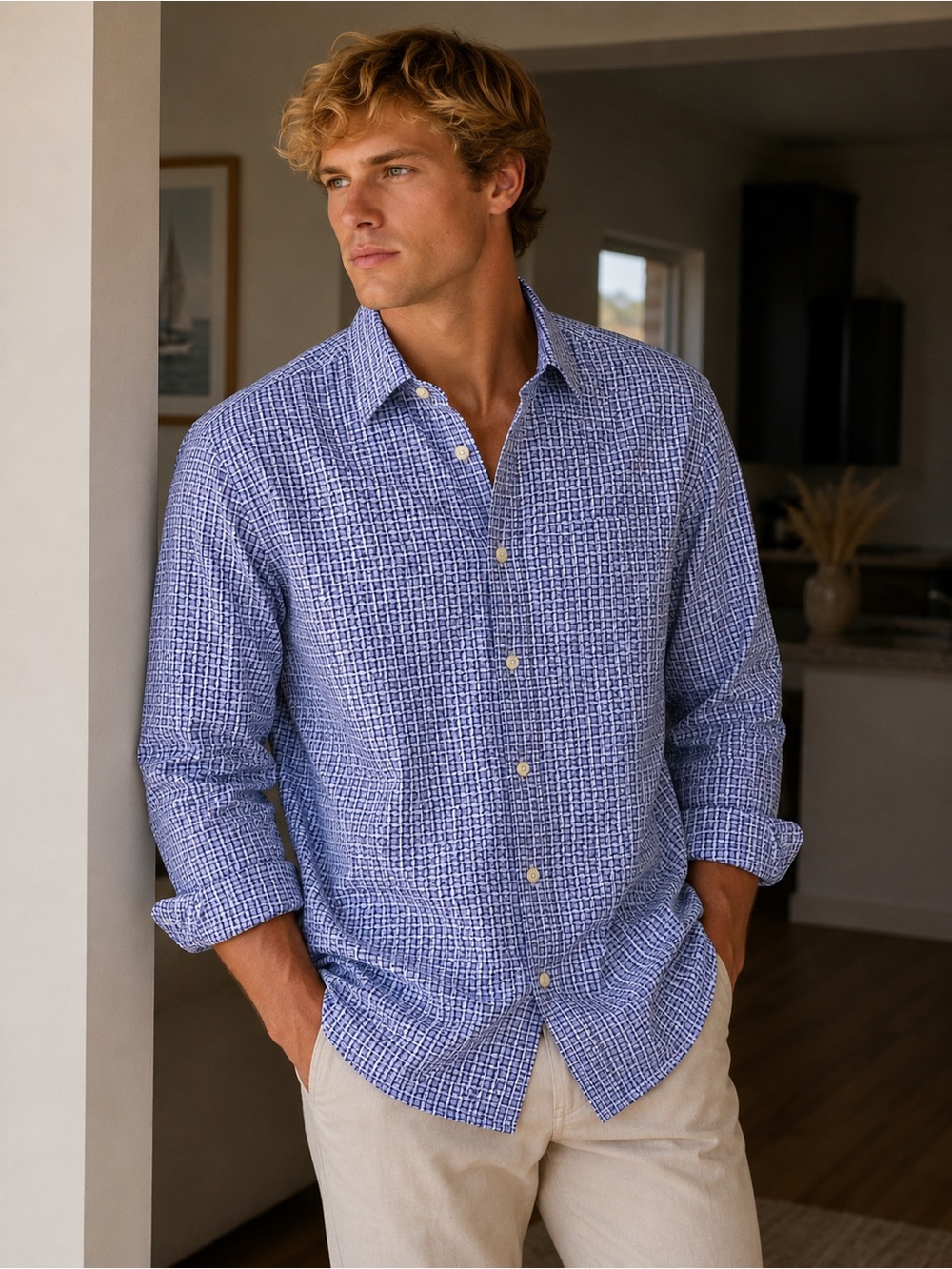 NWOT Etro Milano Men’s Made In Italy Blue Pattern Button Down
